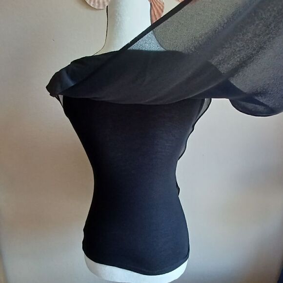 BCX Stretch blouse with bronze Beaded Embroidered collar - Picture 6 of 12